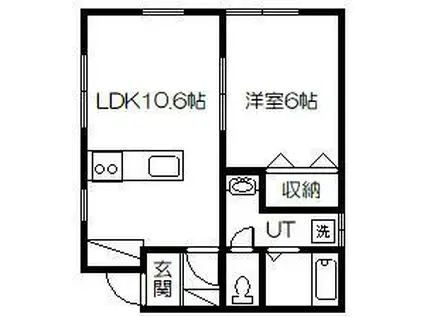ハーモニー(1LDK/2階)の間取り写真
