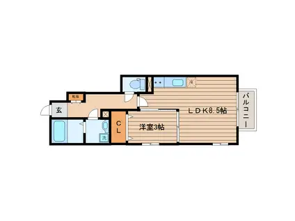 サムズアップ旭ケ丘(1LDK/1階)の間取り写真