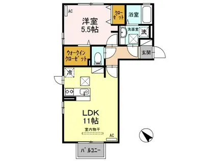 リッツハウスB棟(1LDK/1階)の間取り写真