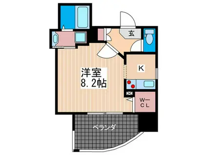ルービンス宇品神田(1K/9階)の間取り写真