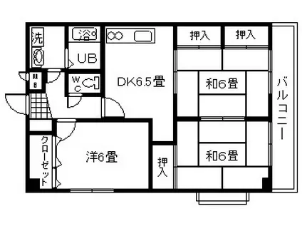 ユーシンハイツII(3DK/3階)の間取り写真