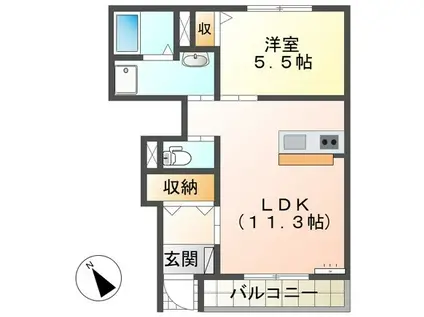 メゾン・ド・ルミエール(1LDK/1階)の間取り写真