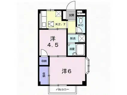 セントラルシティII(2K/1階)の間取り写真