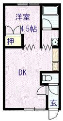 パレスルーセント(1DK/2階)の間取り写真