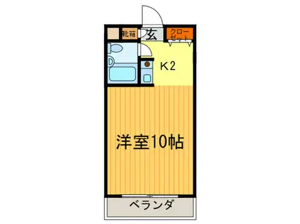 川端ハイツ(1K/3階)の間取り写真