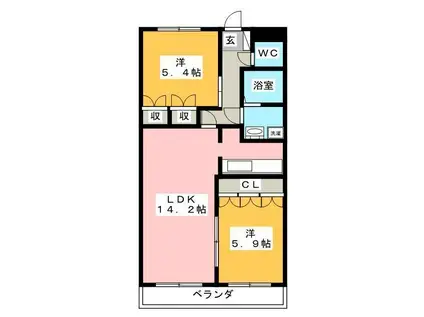レジーナ(2LDK/2階)の間取り写真