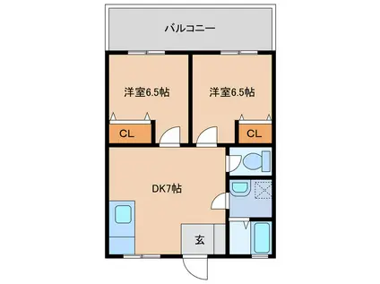 サングレイス小池原(2DK/1階)の間取り写真