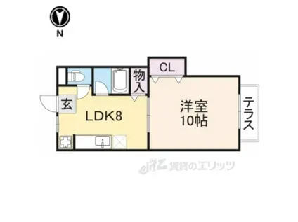 ワンズクレスト2(1DK/1階)の間取り写真