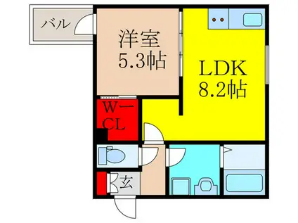 RITZ COURT 池田(1LDK/3階)の間取り写真