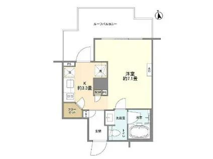 ライズ六本木永坂(ワンルーム/4階)の間取り写真