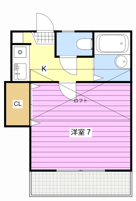 ガーデンコート船越(1K/2階)の間取り写真