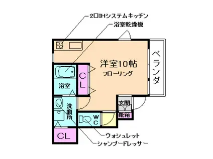 ウッドキューブ豊島北(ワンルーム/1階)の間取り写真