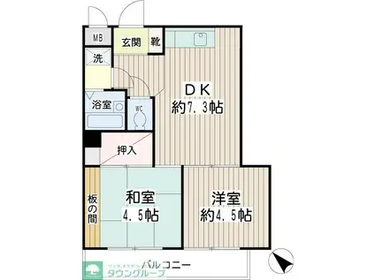 アーバン磯子(2DK/2階)の間取り写真