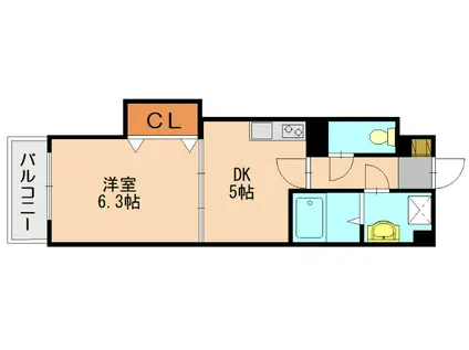 アンソレイエ(1DK/5階)の間取り写真