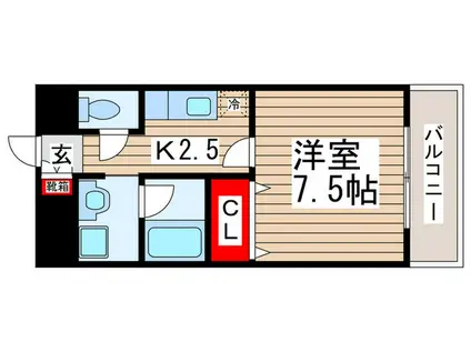 プティソール(1K/4階)の間取り写真