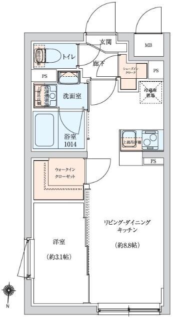 ラヴィエール羽田スカイゲート(1LDK/1階)の間取り写真