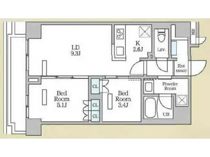 ロイジェント西新井(2LDK/3階)の間取り写真