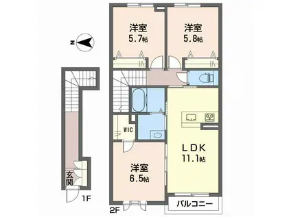 フェリシード サリーチェ(3LDK/2階)の間取り写真