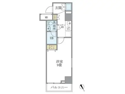 KDXレジデンス西新宿(1K/7階)の間取り写真