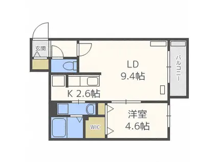ウイングフィールド(1LDK/4階)の間取り写真