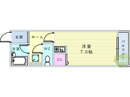 シャルム豊島(ワンルーム/3階)の間取り写真