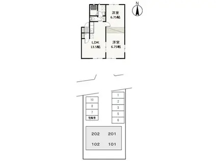 ANGE北方(2LDK/1階)の間取り写真