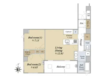 TOKYO HOUSE TAMAGAWA(2LDK/4階)の間取り写真