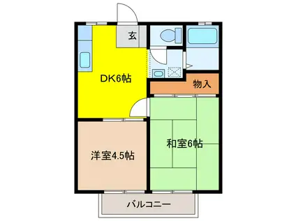 パナハイツ木呂(2DK/1階)の間取り写真