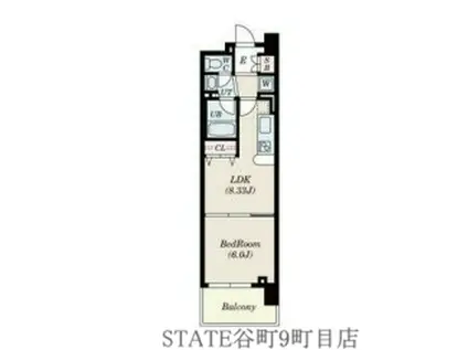 コンソラーレ上町台LL(1DK/5階)の間取り写真