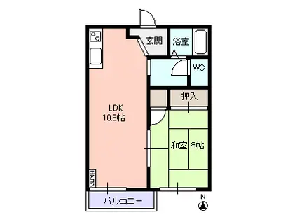 フレグランス セフィーラ(1LDK/2階)の間取り写真