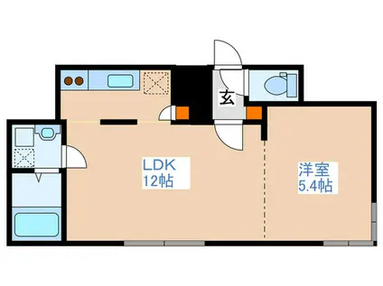 ユニエトワール札幌北9条(1LDK/1階)の間取り写真