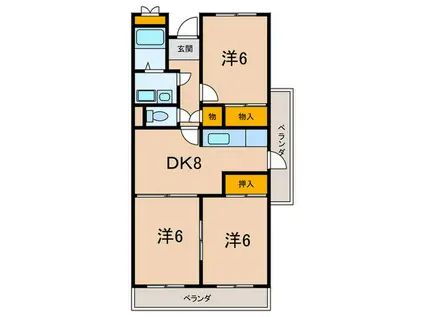 ガーネット森北町(3DK/1階)の間取り写真