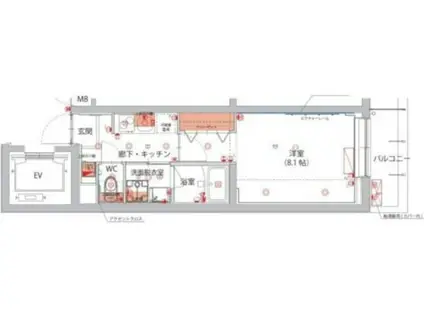 ハーモニーレジデンス新宿ザノース(1K/4階)の間取り写真