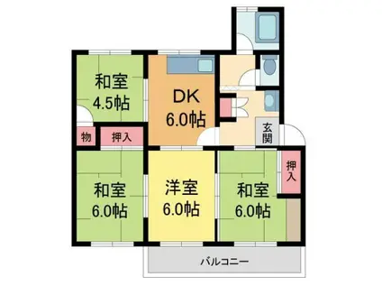 清和台団地 11号棟(4DK/3階)の間取り写真
