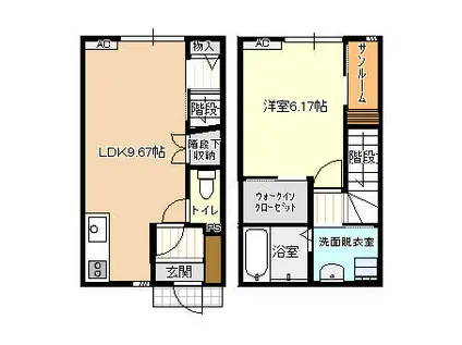 ビオラ古定塚B棟(1LDK/1階)の間取り写真