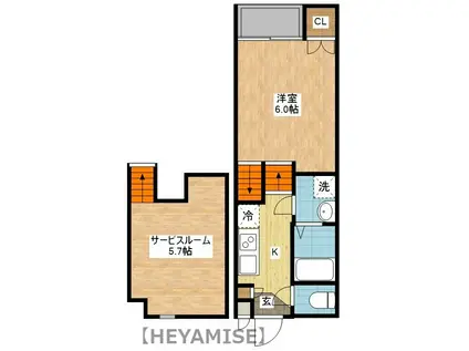 GRAND CHARIOT(1SK/2階)の間取り写真