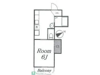 ア・ピース市川(1DK/2階)の間取り写真