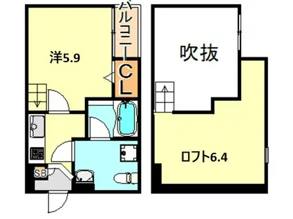 J西明石(1K/2階)の間取り写真