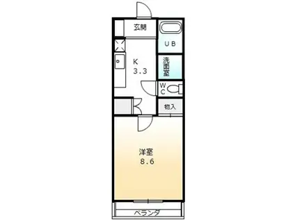 カーサベルジオーノ(1K/2階)の間取り写真