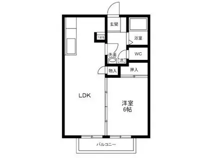 松村ハイツD棟(1LDK/1階)の間取り写真
