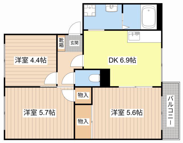 シティパレス南(3DK/2階)の間取り写真