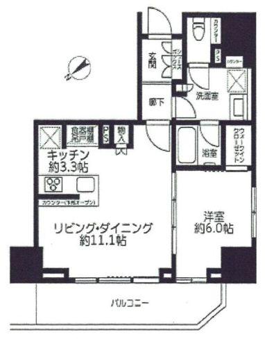 ザ・パークハウス&麹町レジデンス(1LDK/11階)の間取り写真