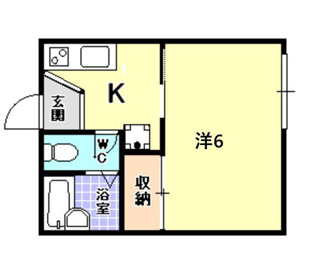阪急今津線 仁川駅 徒歩6分 2階建 築41年(1K/2階)の間取り写真