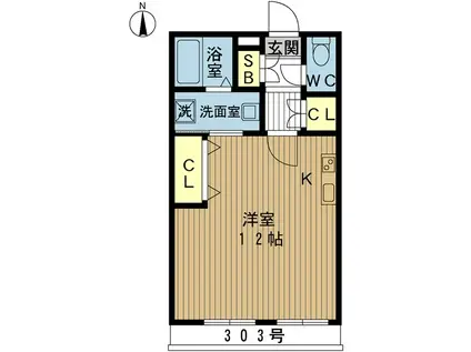 矢野浪花ビル(1K/3階)の間取り写真