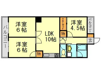 天神松井ビル(2LDK/8階)の間取り写真