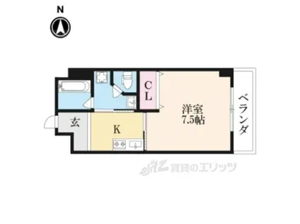 PREVIOUS FIELD 烏丸紫明(1K/2階)の間取り写真