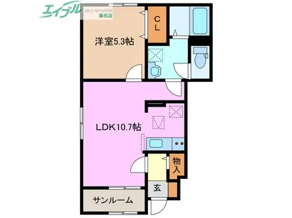 マンダリン・クレールII(1LDK/1階)の間取り写真