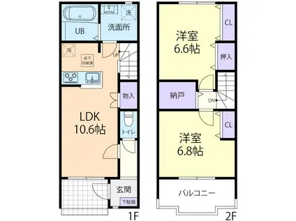 サニーサイト(2LDK/1階)の間取り写真