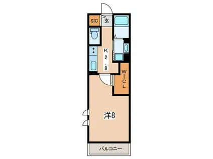 グリーンハイム(1K/2階)の間取り写真