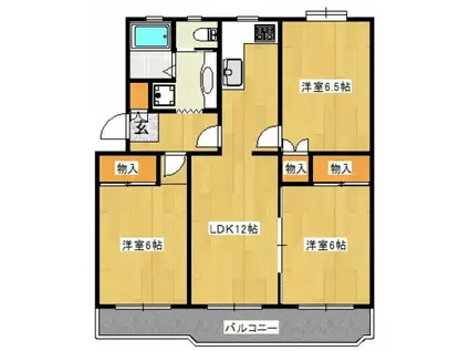 宮前平アベリア1号棟(3LDK/2階)の間取り写真
